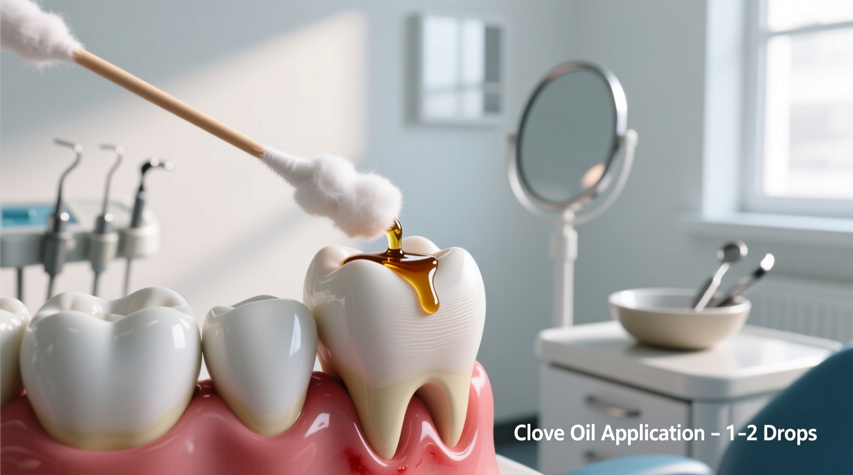 Proper application of clove oil on cotton swab for tooth pain