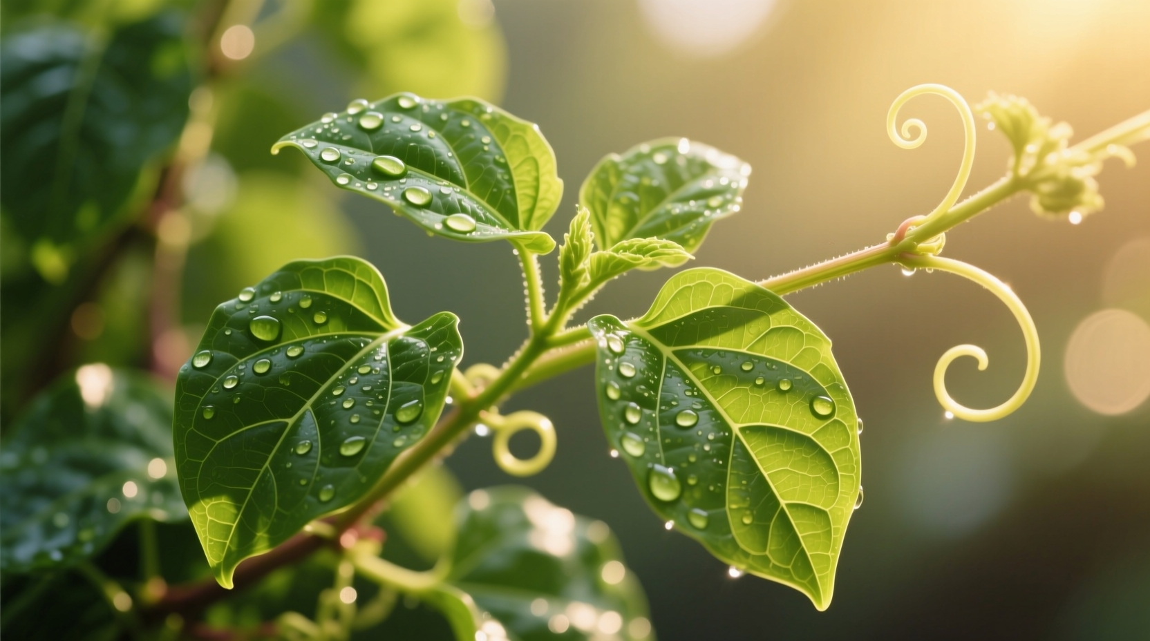 Fresh Malabar spinach leaves on vine