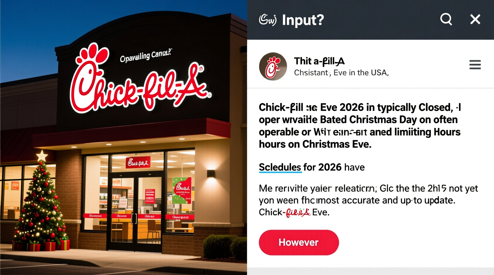 is chick fil a open on christmas eve 2026 usa