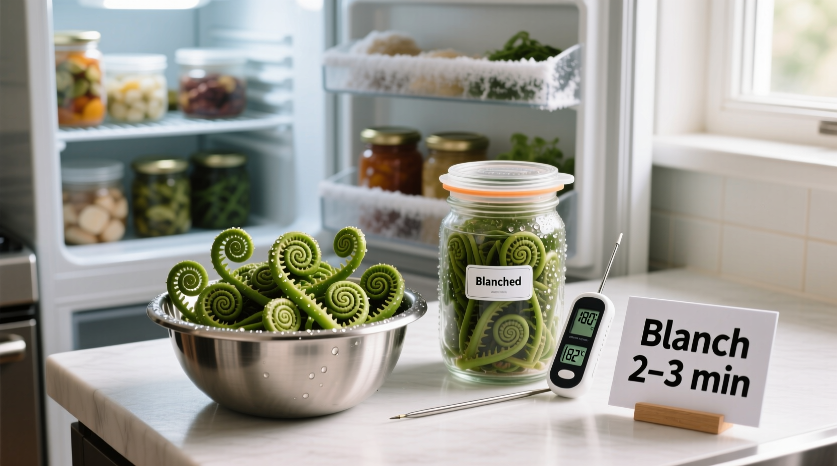 how to freeze fiddlehead ferns