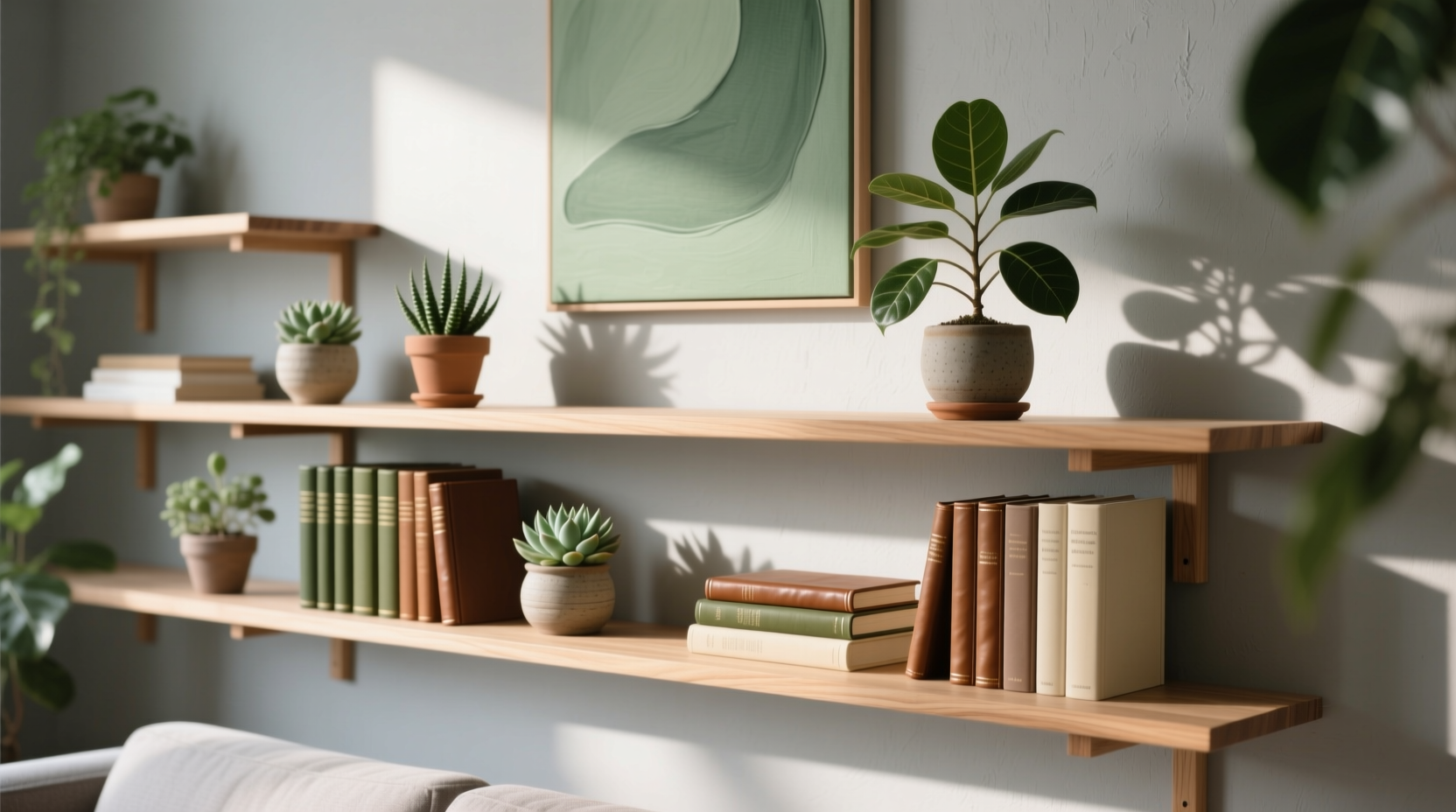 book and plant shelf
