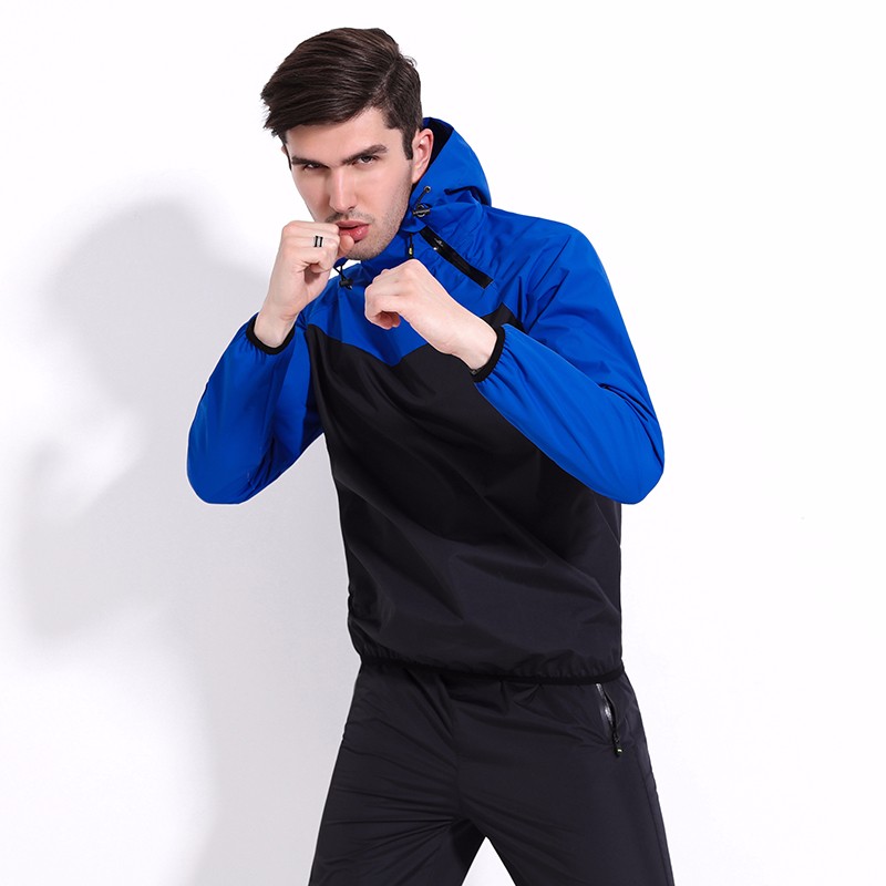 OEM 2021  Gym Fitness Long Sleeve  Waterproof Windproof Design Custom Men Sauna Suit Jacket + Sweatpants Weight Loss Sweat Suits