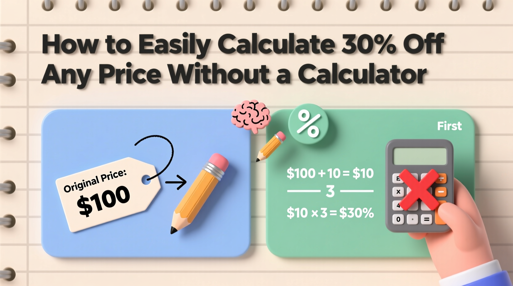 how to easily calculate 30 percent off any price without a calculator