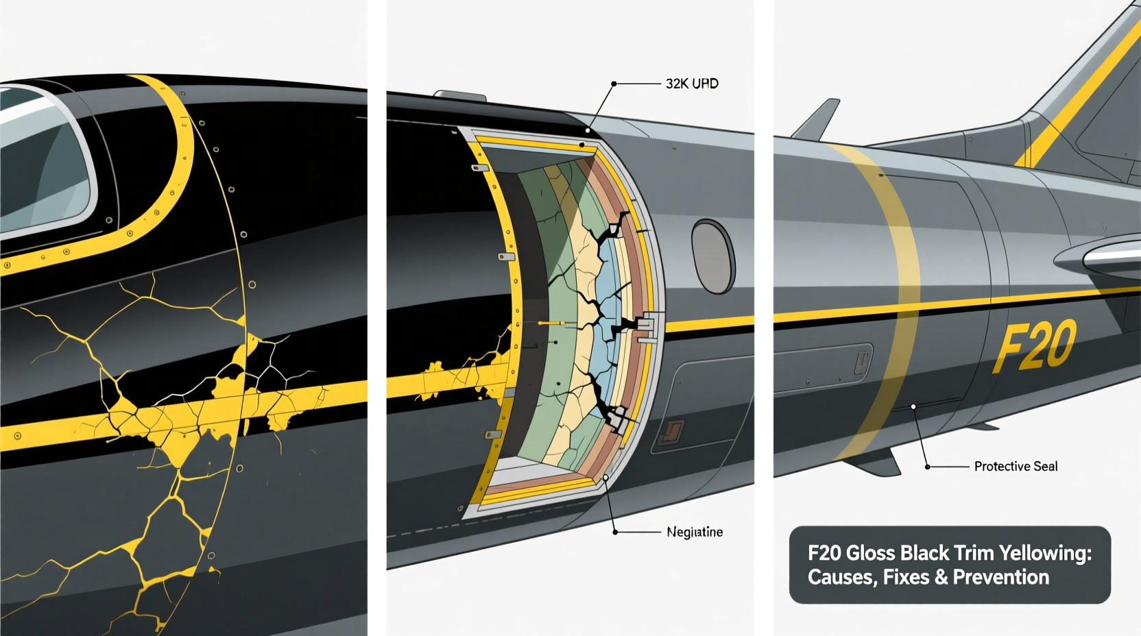f20 gloss black trim yellowing