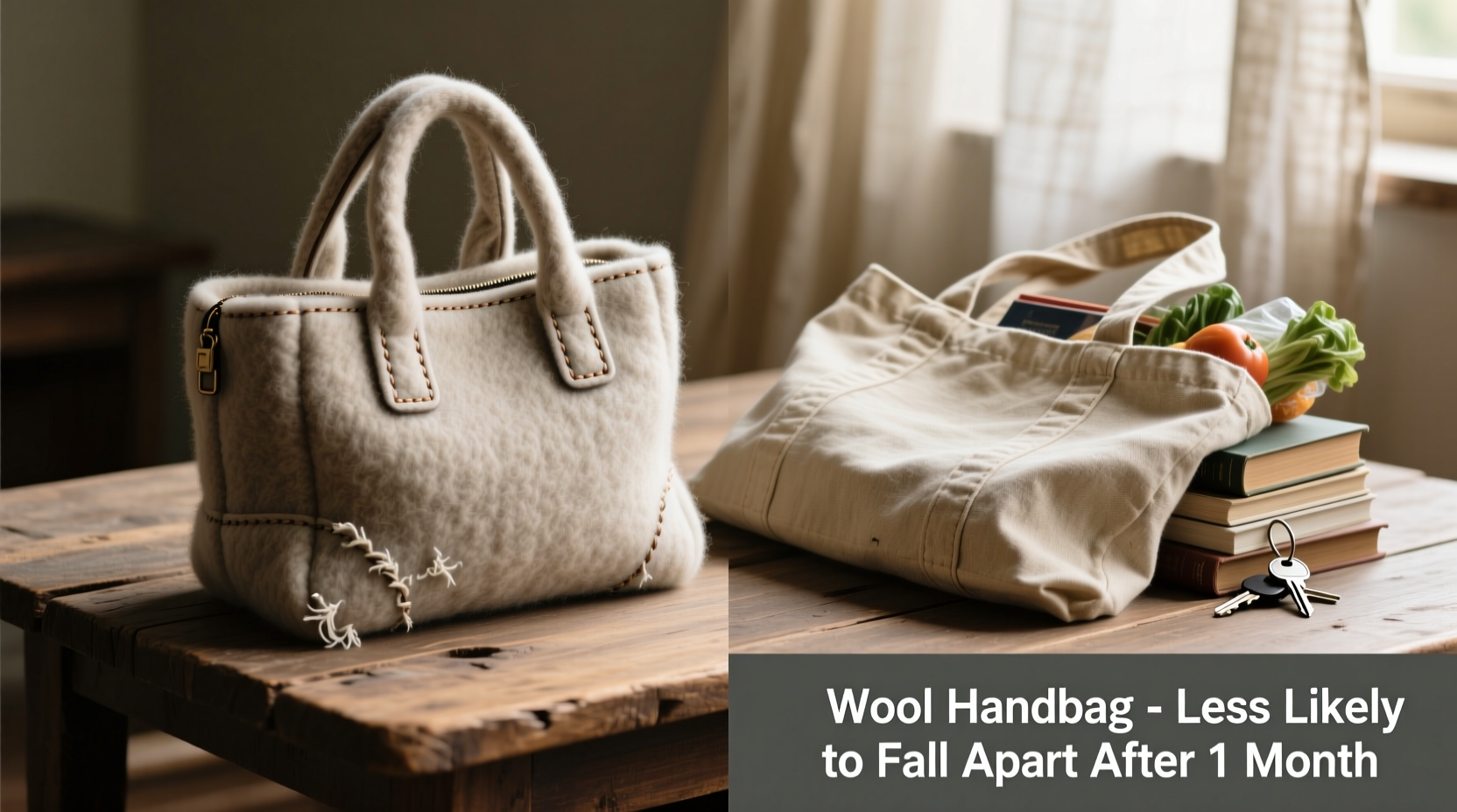 wool handbag vs canvas tote bag which ones less likely to fall apart after a month