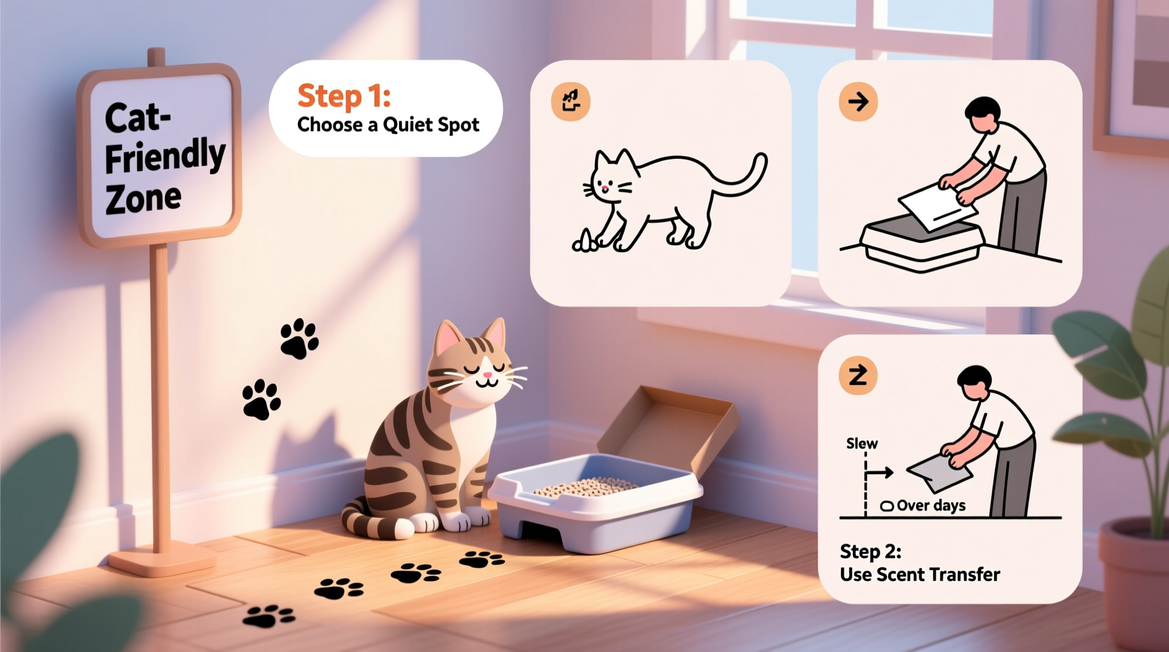 the ultimate guide to changing your cat litter box location without stressing your cat