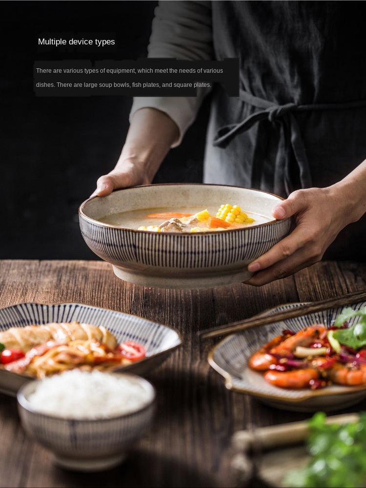 Europe High Quality Porcelain Dinner Sets With Stripe Pattern Square Plate Soup Bowl Tableware Set