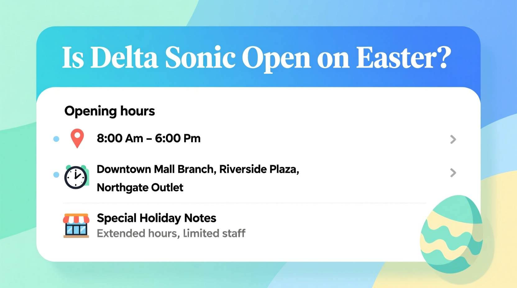 is delta sonic open on easter