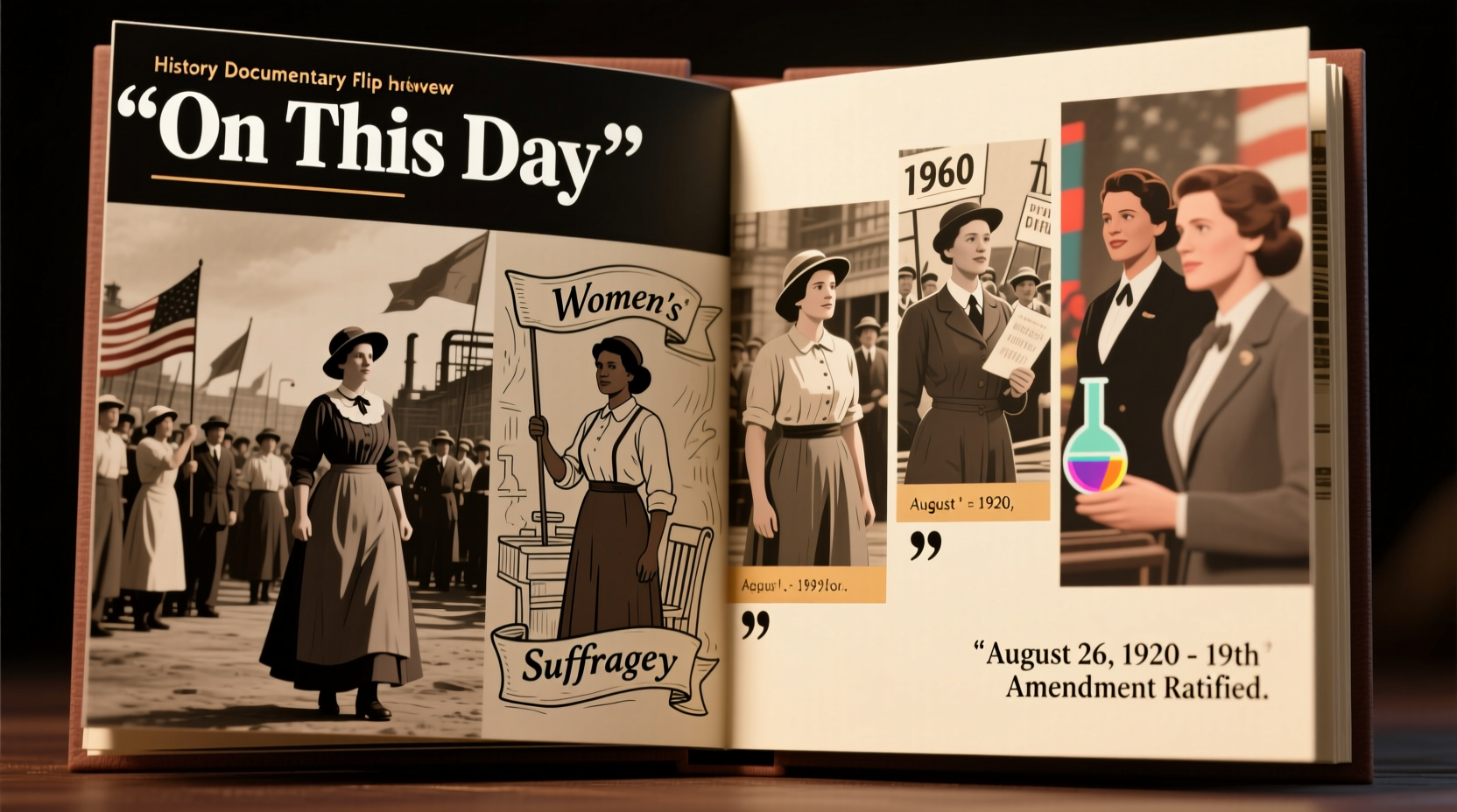 history channel on this day in womens history flip book