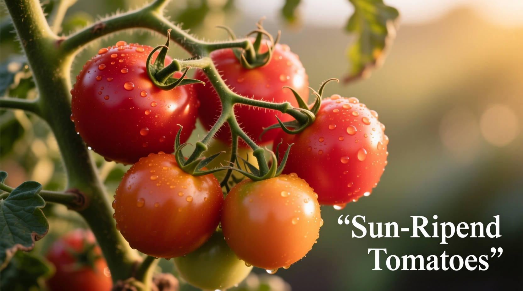 Ripe tomatoes on vine showing fruit development