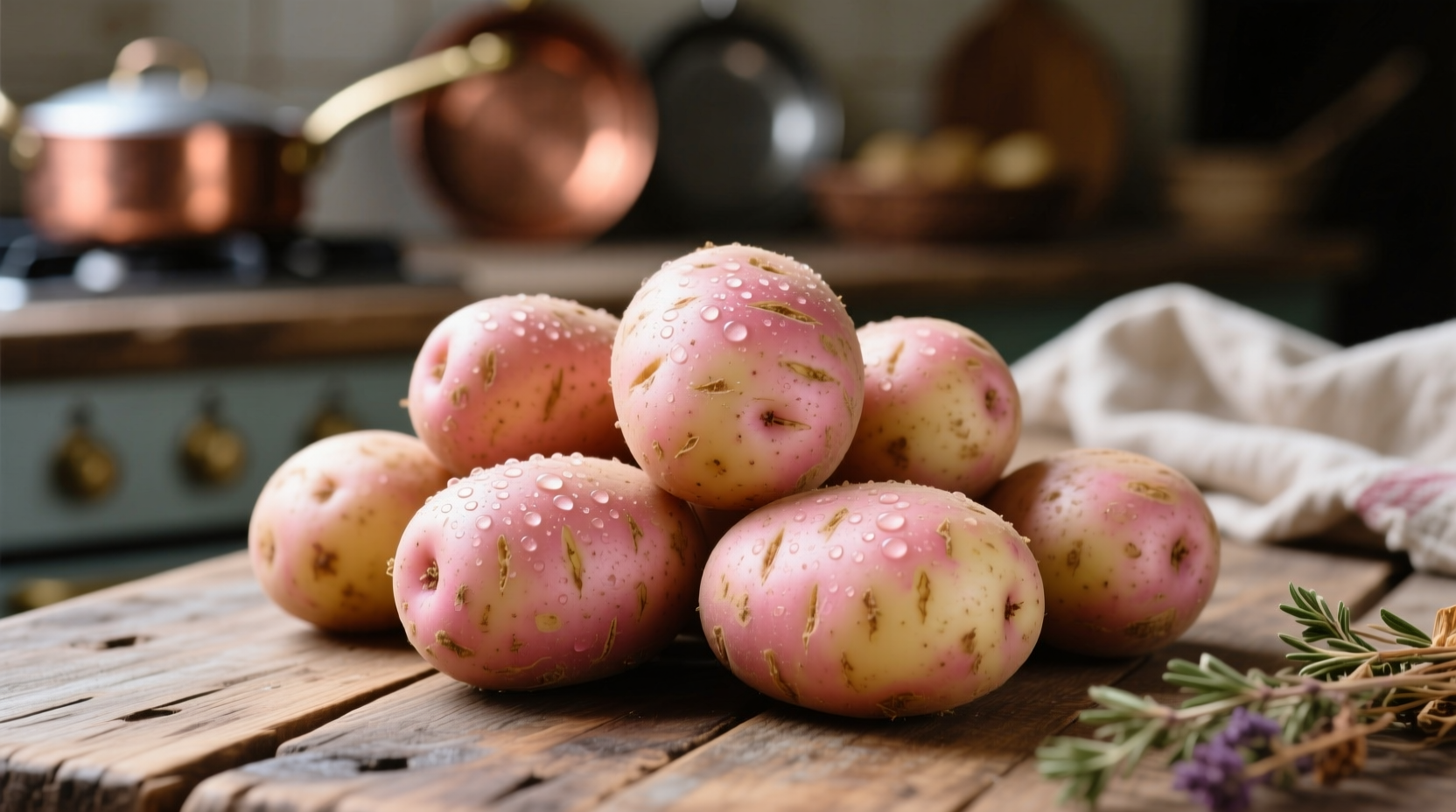 Fresh King Edward potatoes with pinkish skin