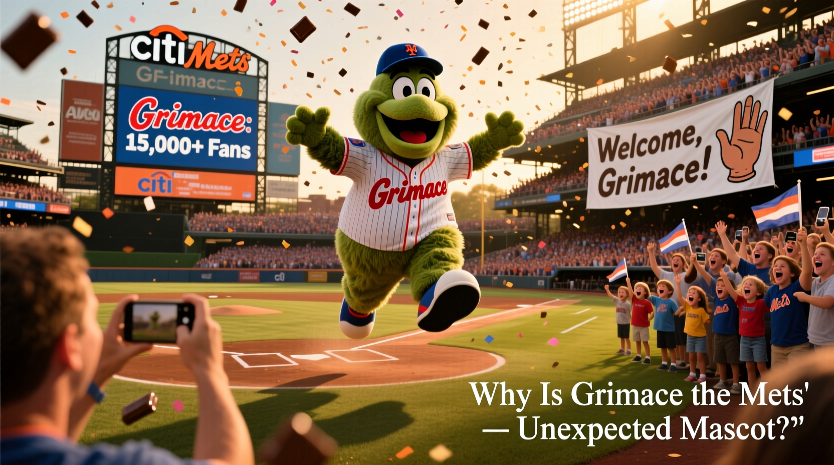 why is grimace at mets games the mascots unexpected popularity