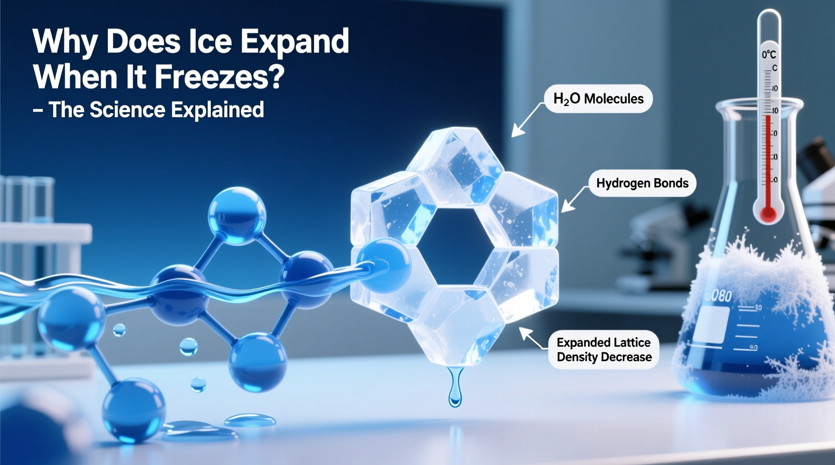 why does ice expand when it freezes the science explained
