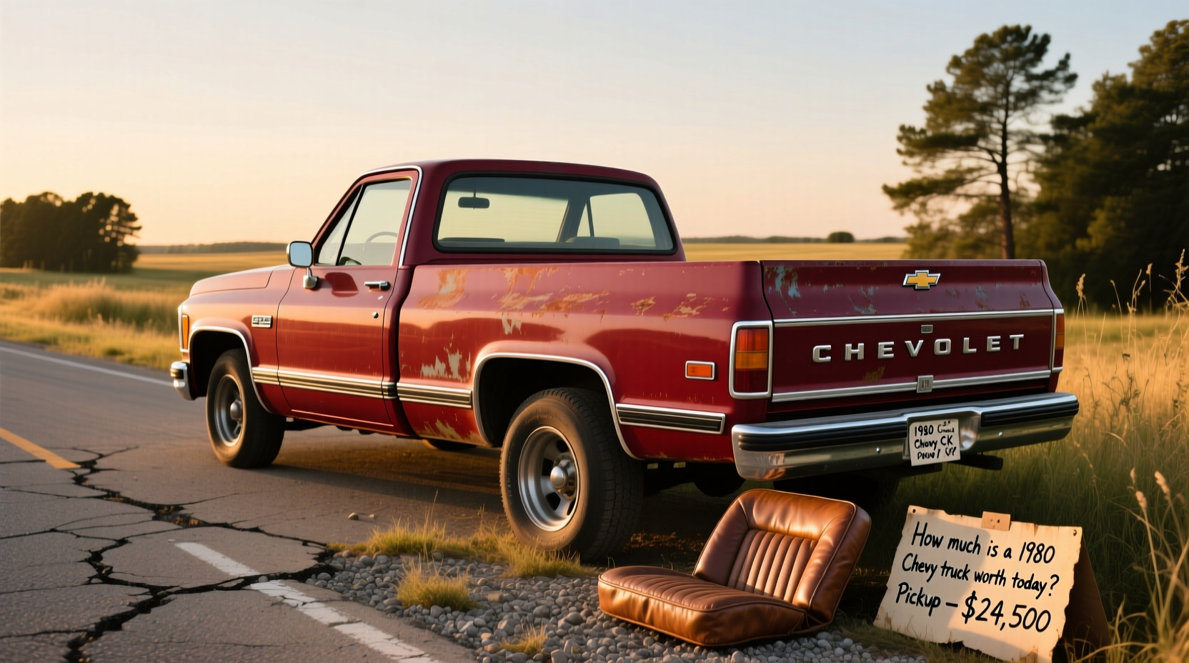 Side view of a 1981 Chevy pickup truck parked outdoors