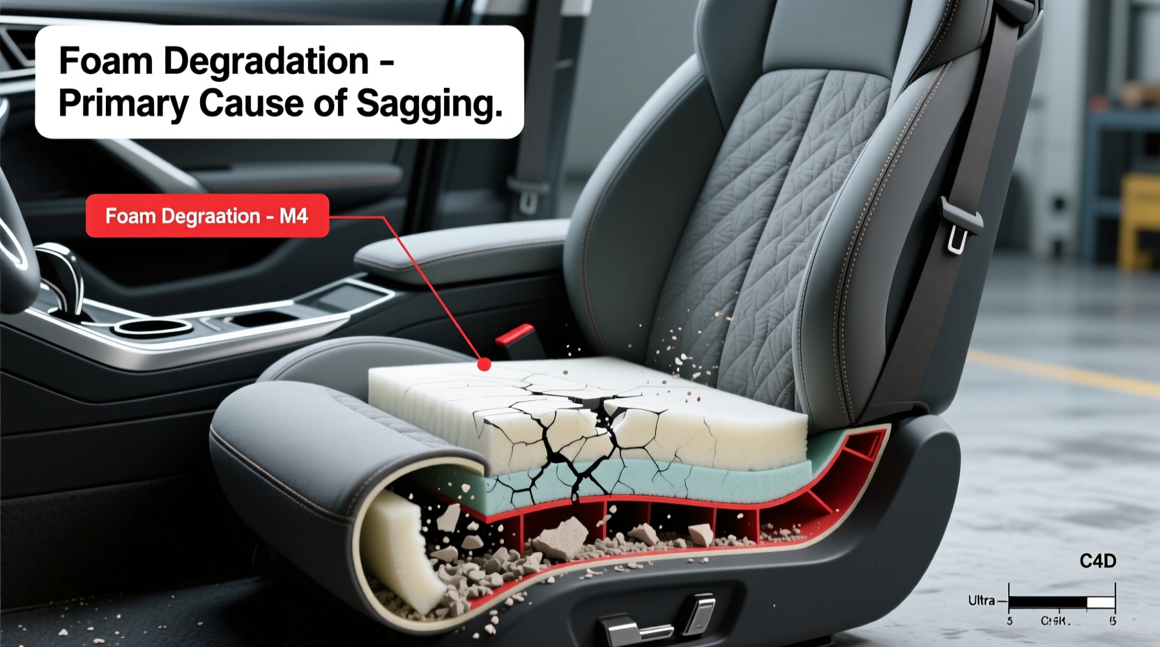 F82 M4 Seat Sagging Causes: Foam Degradation Is Primary