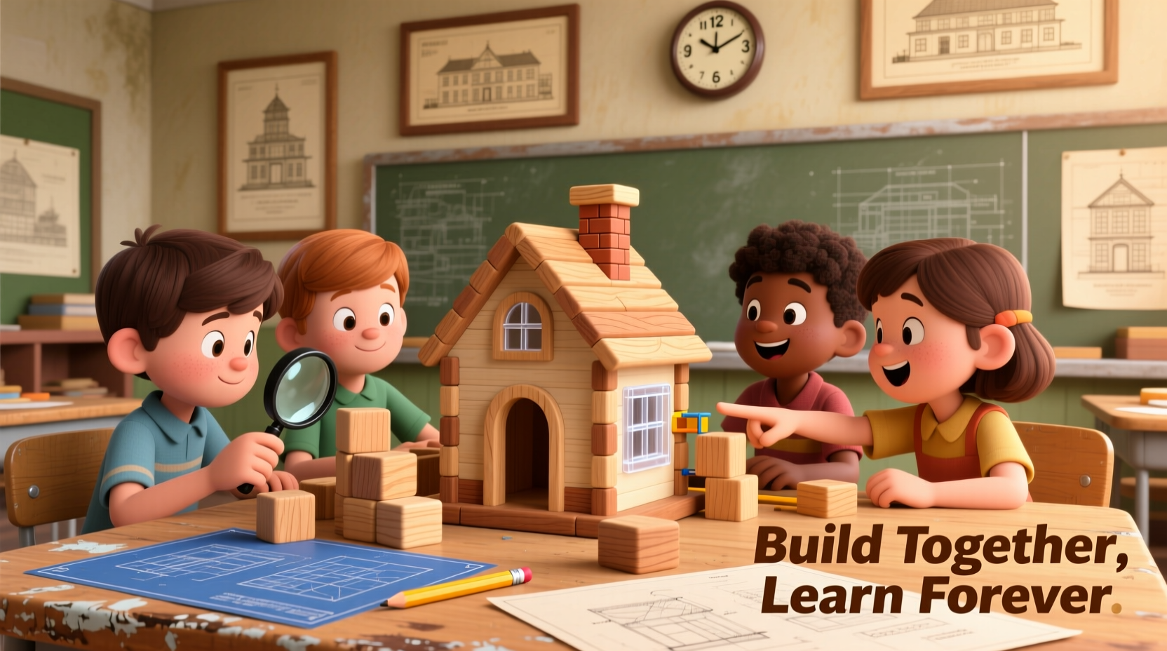 creative strategies to teach kids building skills with retro house building blocks