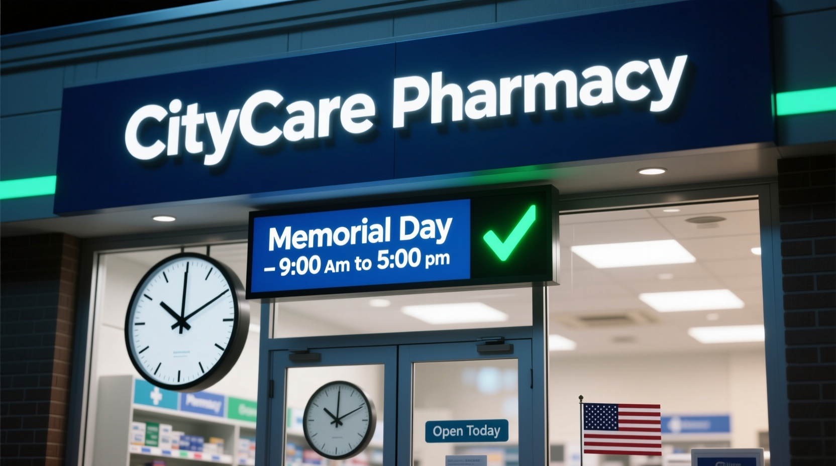 is the pharmacy open on memorial day
