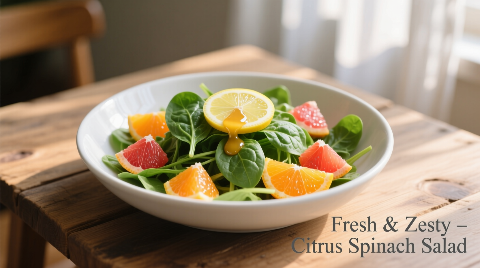 Fresh spinach orange salad with citrus segments