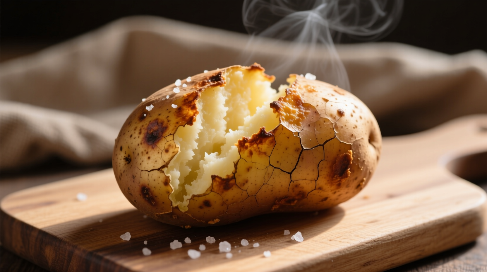Perfectly baked russet potato with crispy skin