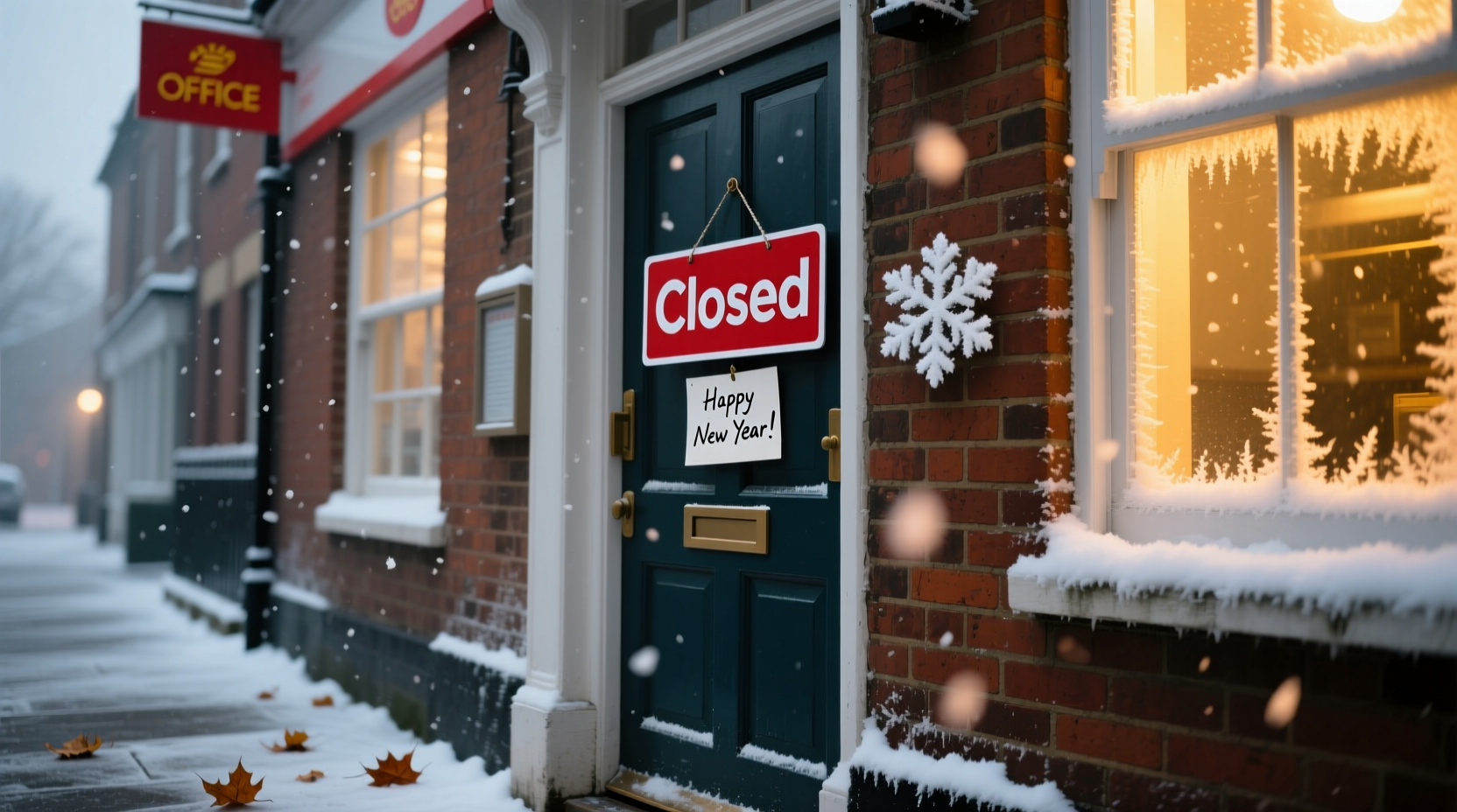 We're open 9am til 12 noon on Wednesday 31st December (New Year's Eve). Any  benefits or pensions due on Thursday 1st January will be in your accounts  on New Year's Eve. We, image size:1664x928