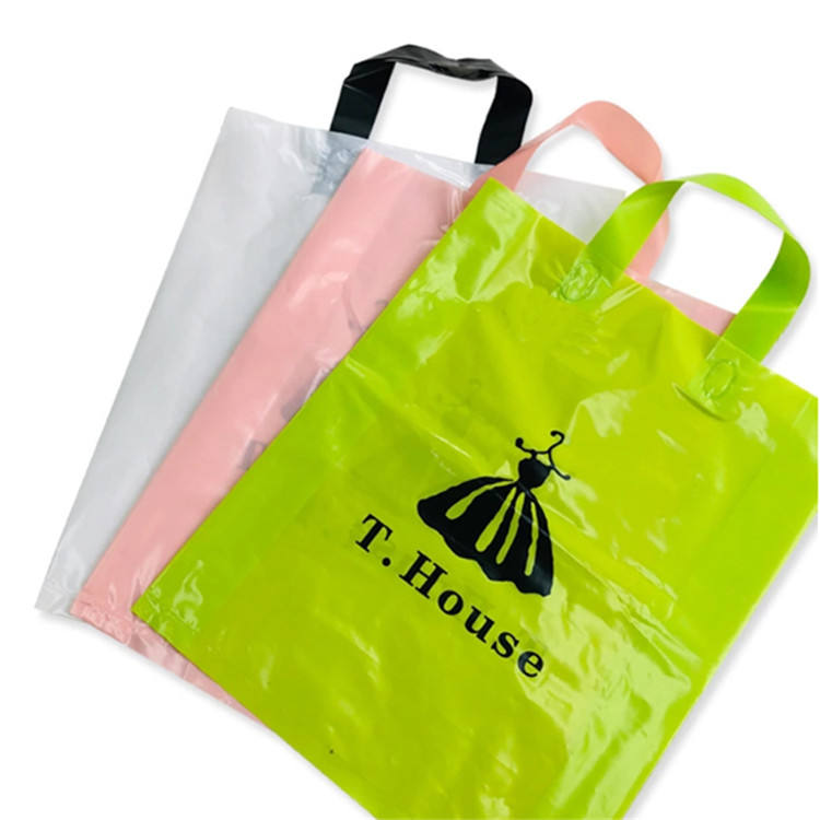 Promotional custom LOGO printed handle shopping  plastic bag