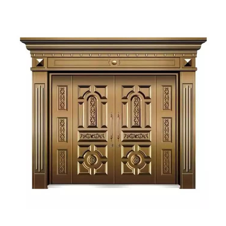 Front Double Main Entrance Doors Residential Exterior Steel Grill Entry Doors Interior Swing Modern Villa Customized BCTM2001