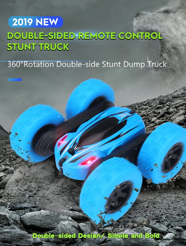 RC Cars Stunt Car Toy 4WD 2.4Ghz Remote Control Car Double Sided Rotating Vehicles 360 Flips Kids for Boys &
