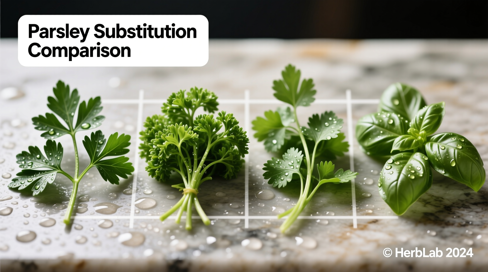 Fresh herbs comparison for parsley substitution
