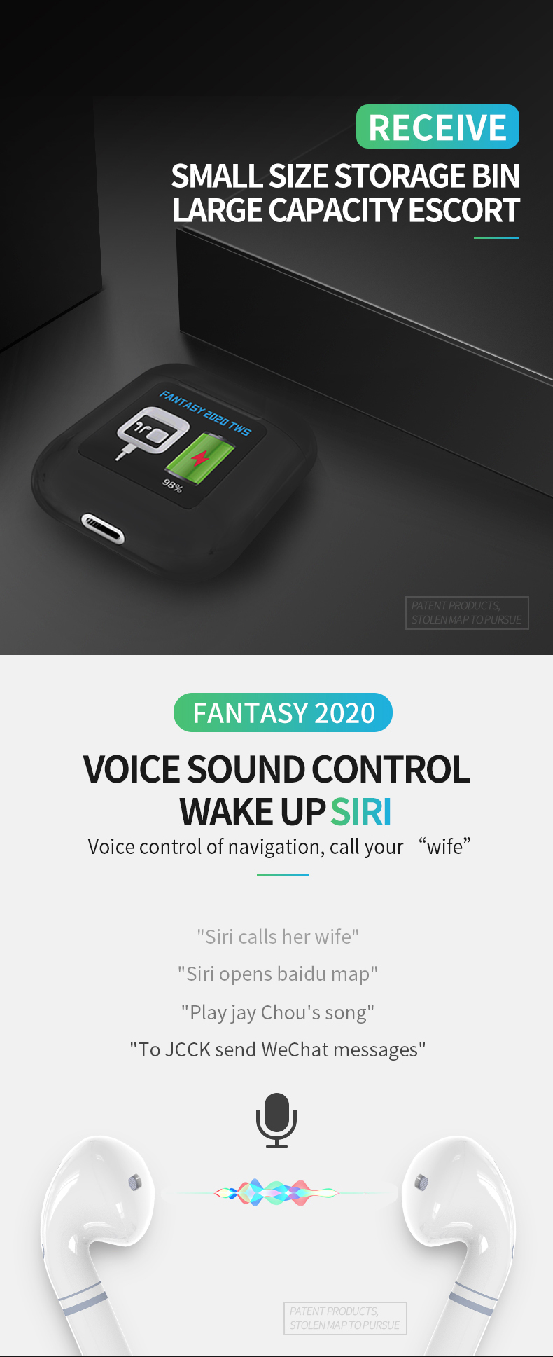 Best BT earphone earbud Fantasy 2020 wireless headphones BT earphone touch wireless earbuds with charging case