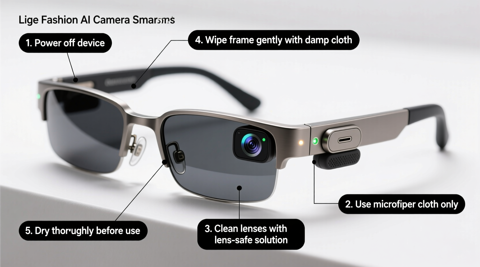step by step guide to safely and effectively clean your lige fashion ai camera smart glasses