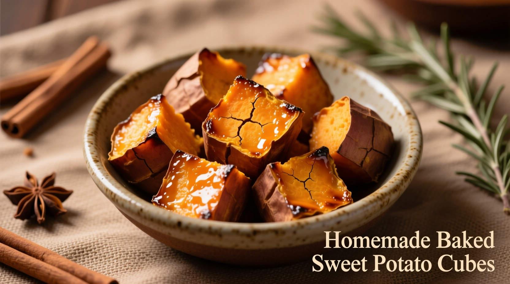 baked sweet potato cubes