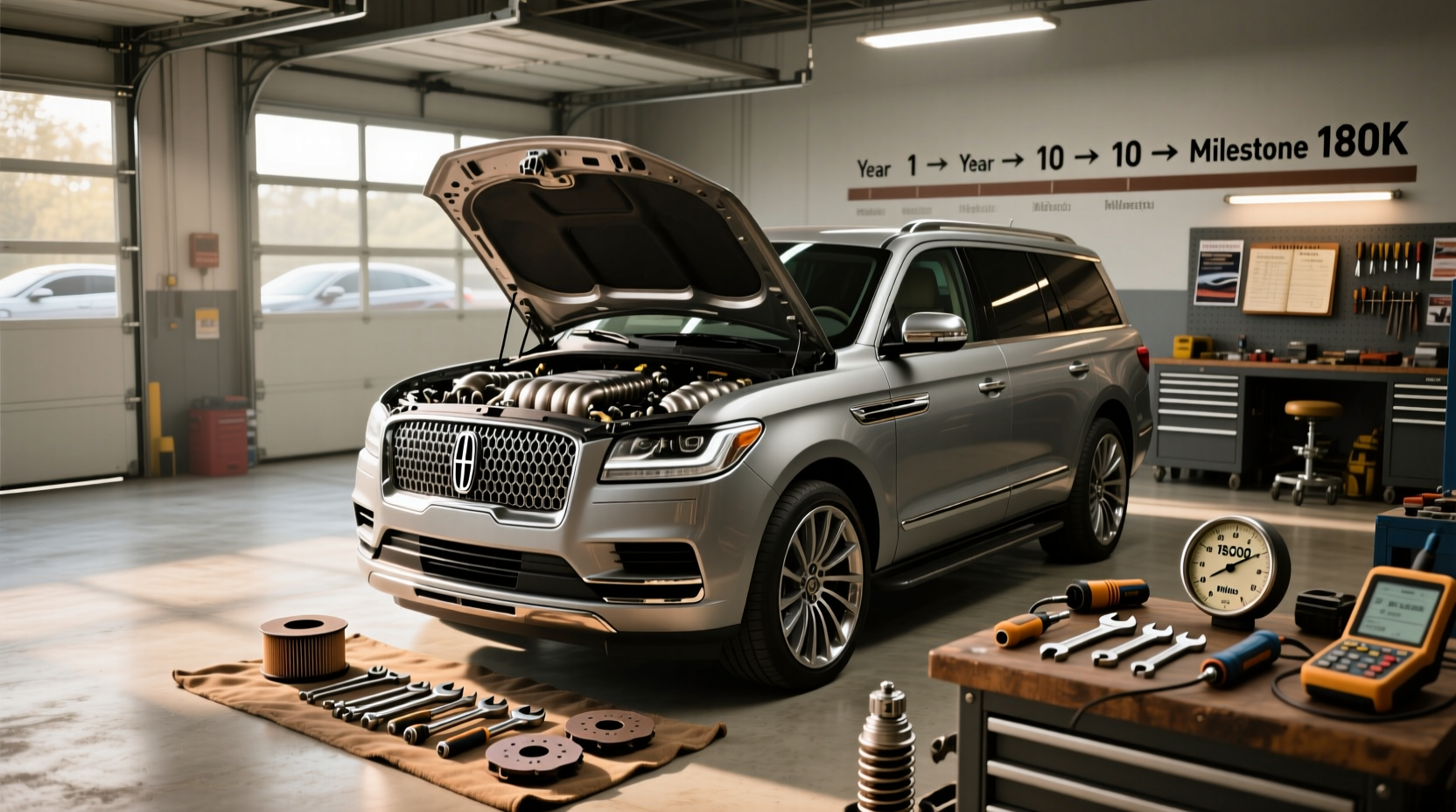 Lincoln Navigator car parts diagram showing engine and suspension components