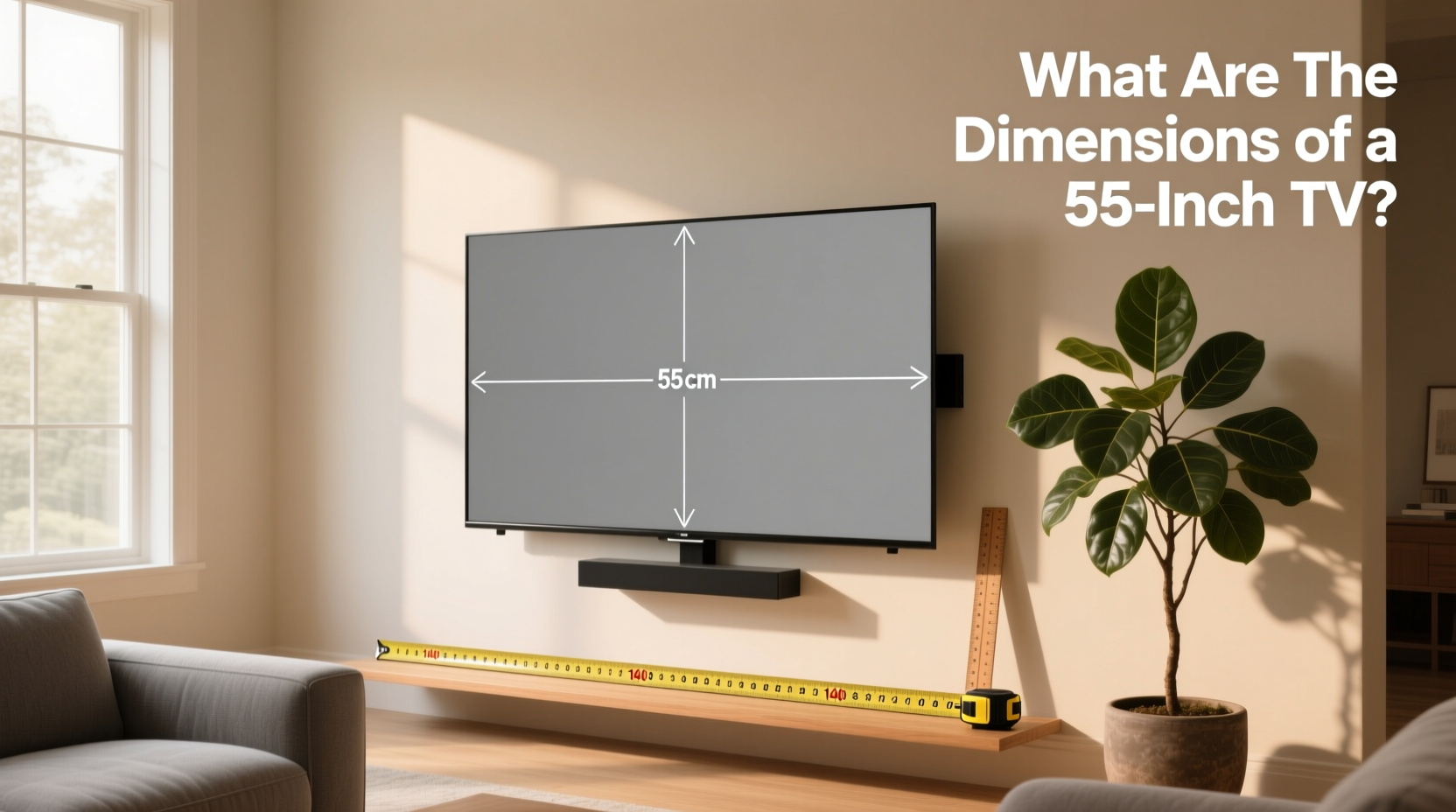 55 inch tv dimensions guide width, height real world fit