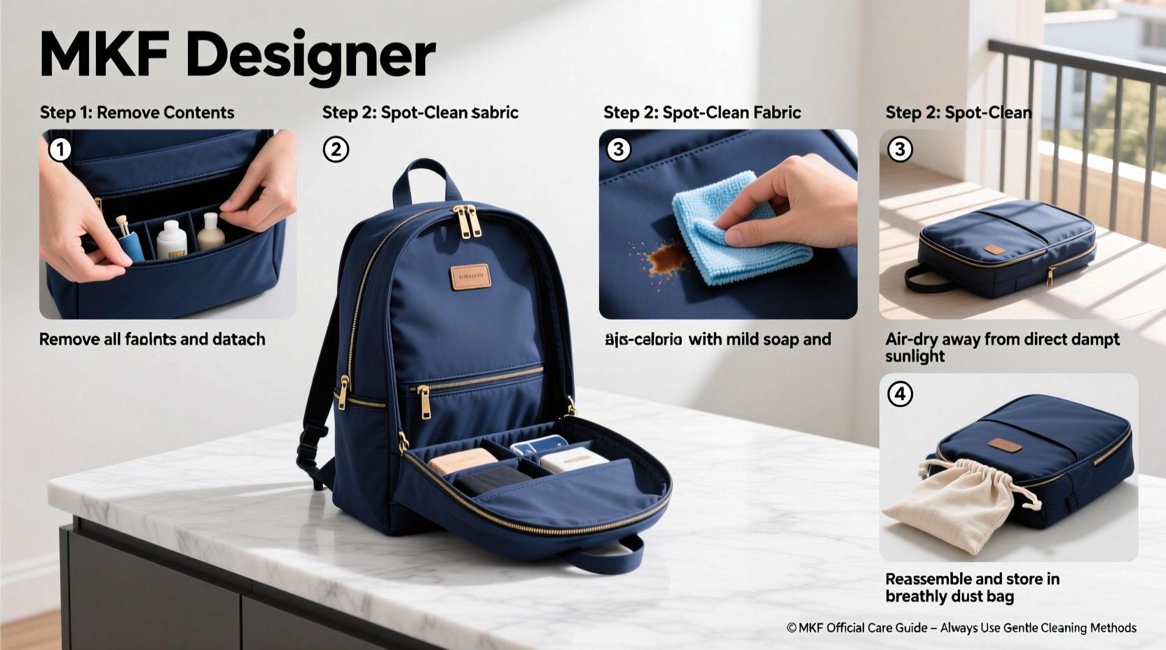 the ultimate step by step guide to properly cleaning your mkf designer backpack