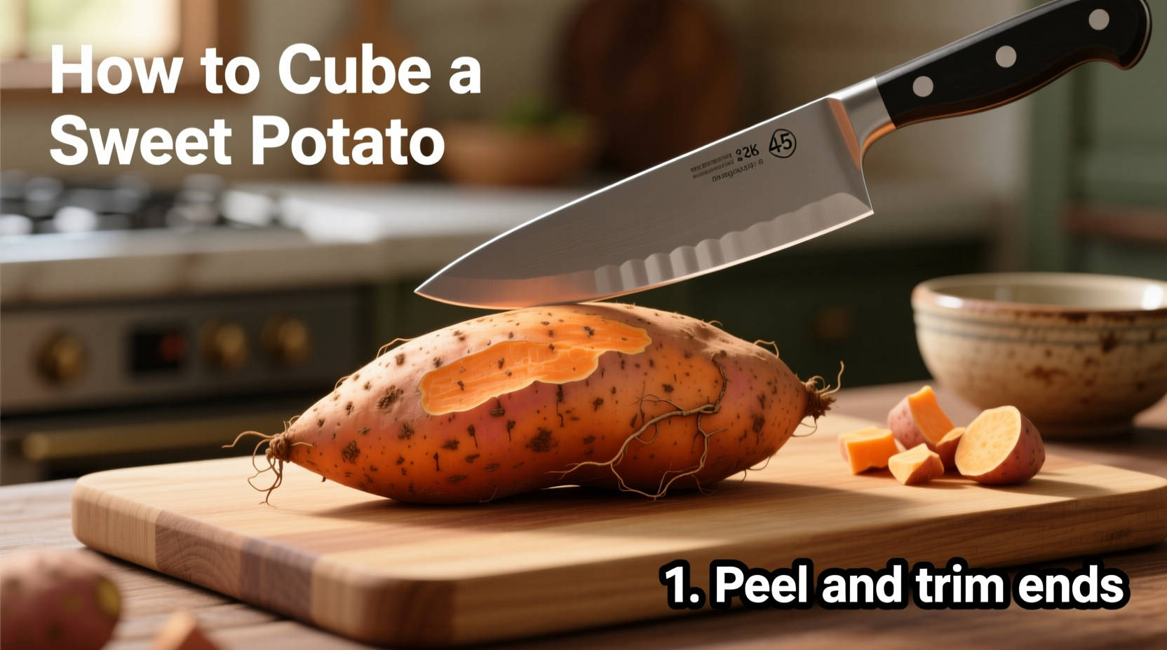 how to cube a sweet potato