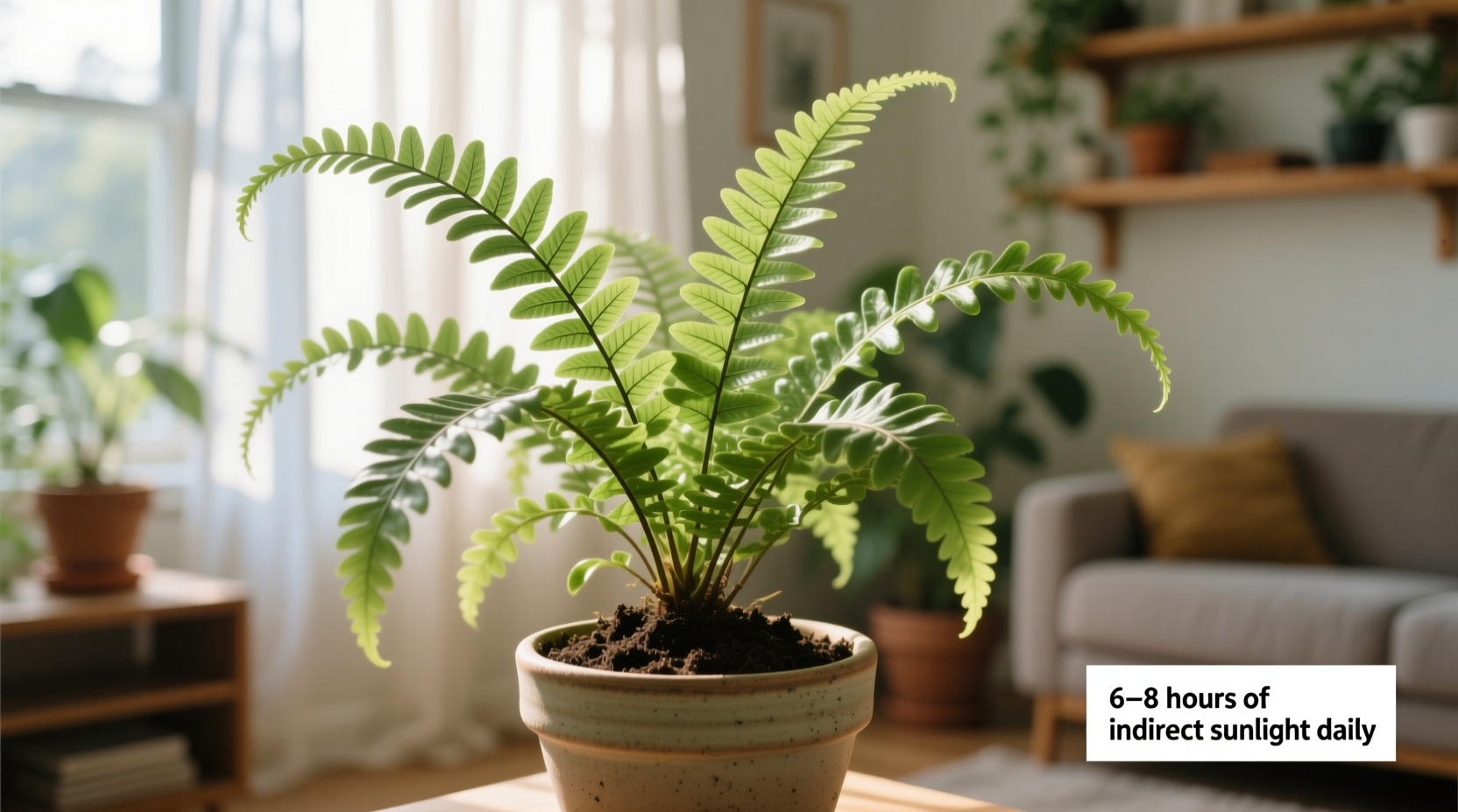 how much sunlight do boston ferns need