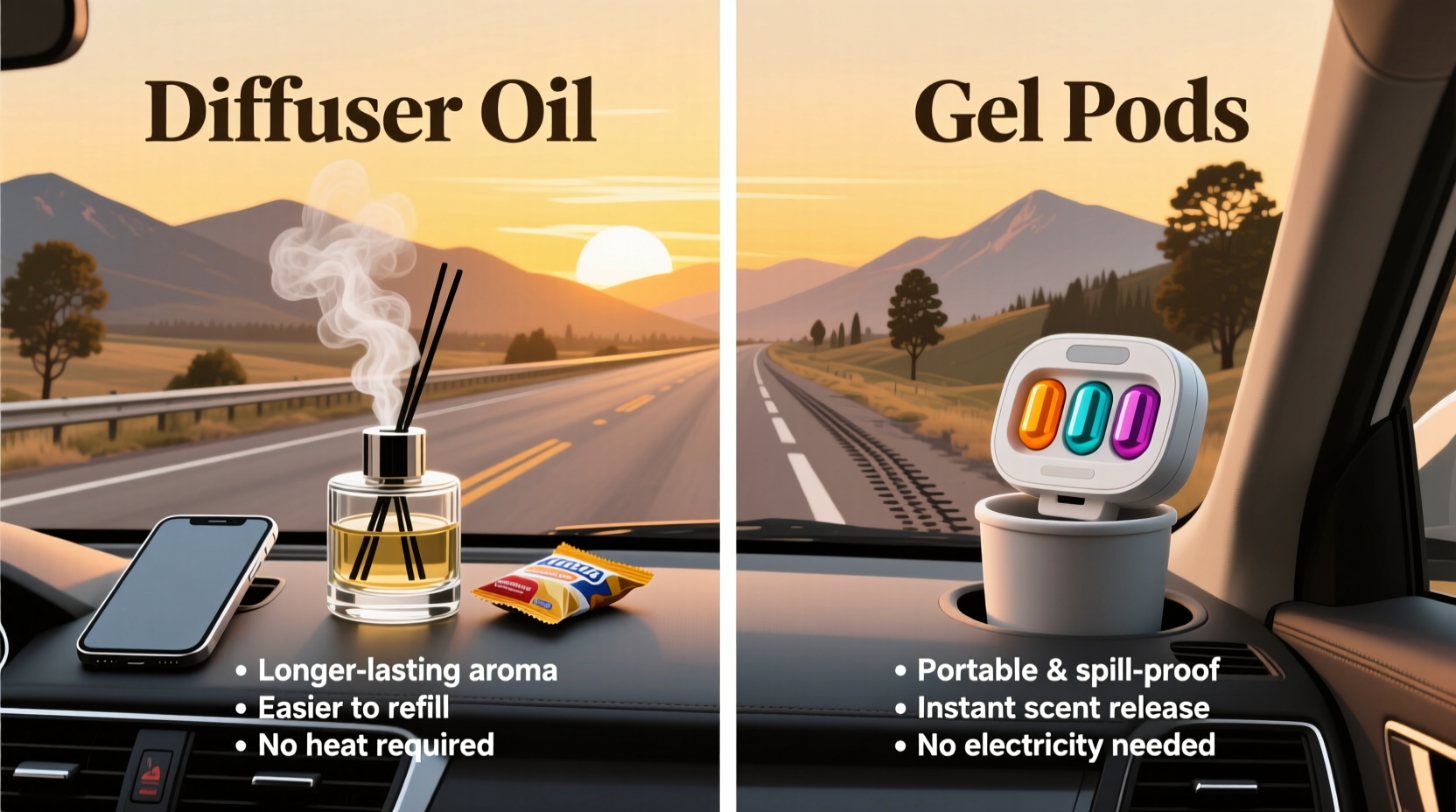 diffuser oil vs gel pods road trip