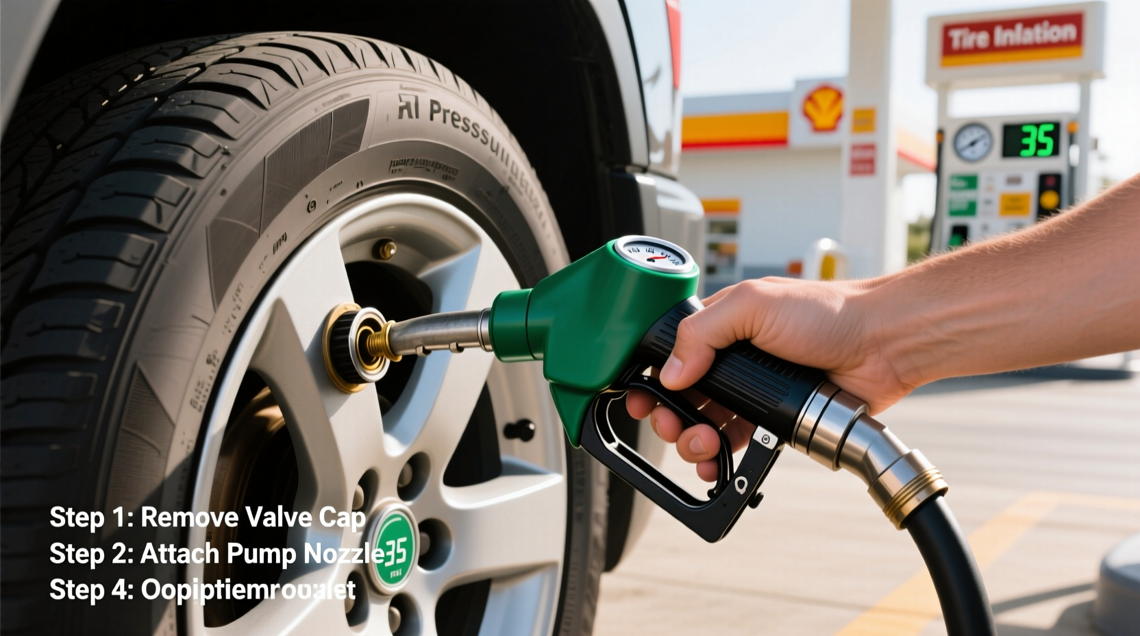 step by step guide how to properly use an air pump at a gas station for optimal tire pressure