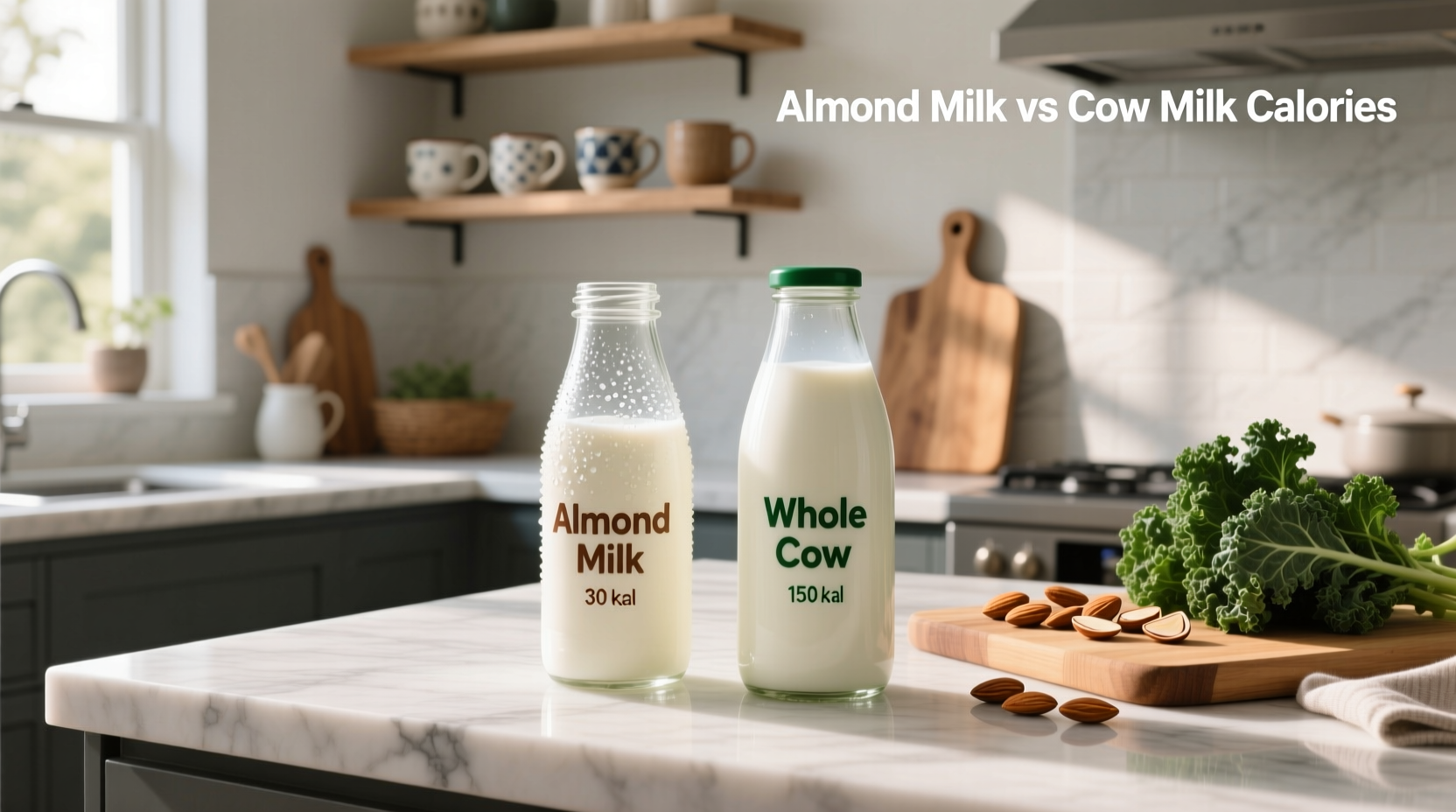 almond milk vs cow milk calories