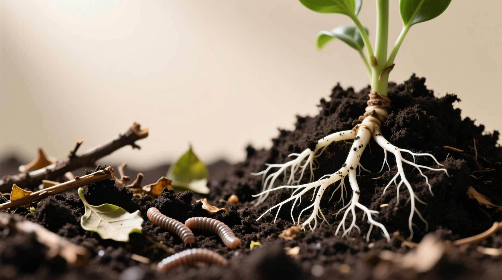 Comparison chart showing healthy plant roots in amended soil vs compacted roots in pure compost