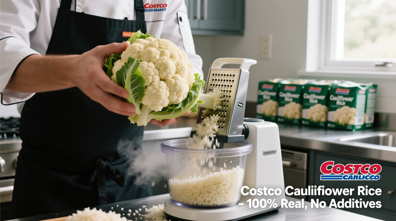 Costco cauliflower rice cooking process demonstration