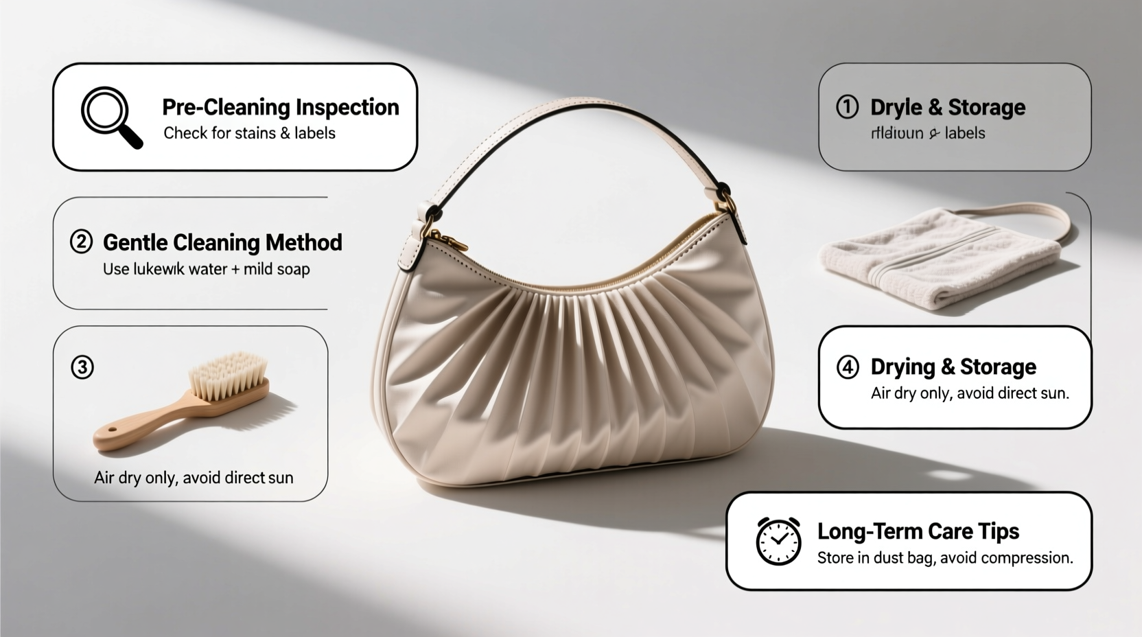 the ultimate guide to safely cleaning and caring for your pleated underarm bag
