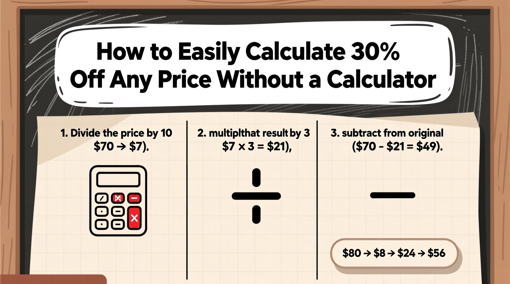 how to easily calculate 30 off any price without a calculator