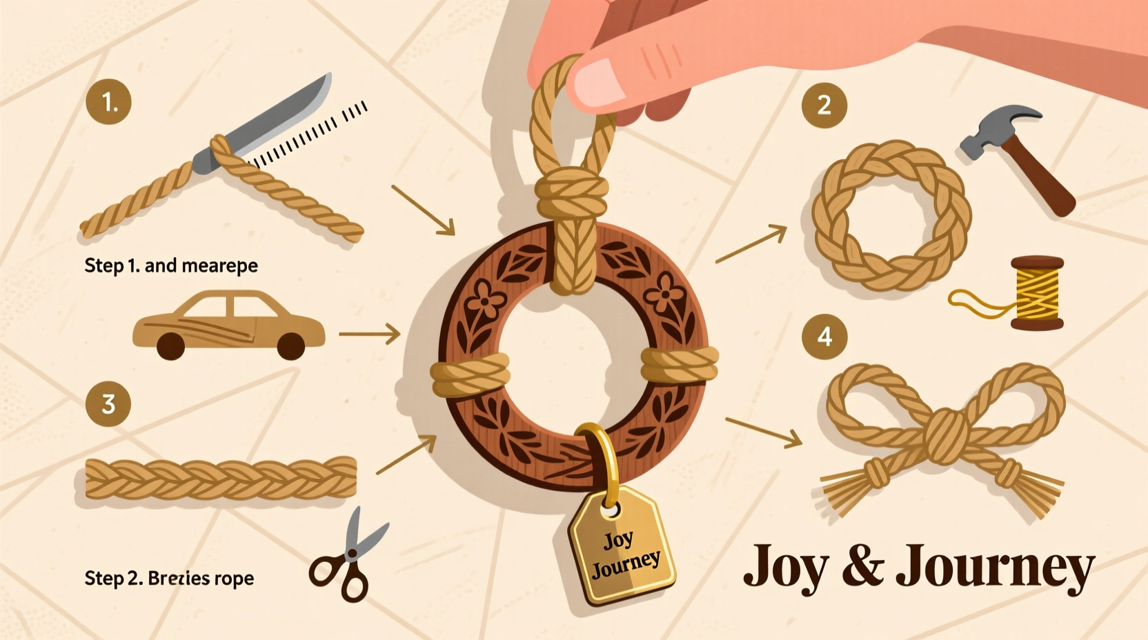 step by step guide to crafting a unique car ring rope hanging ornament