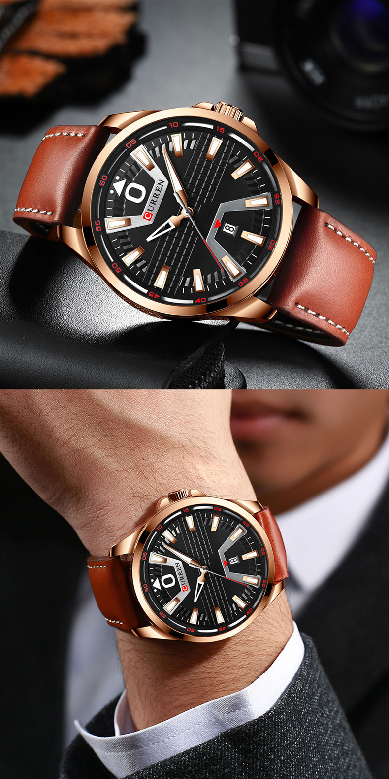 Nouvelle marque de mode CURREN montre à Quartz hommes bracelet en cuir hommes affaires montre-bracelet Auto Date mâle horloge Relogio Masculino