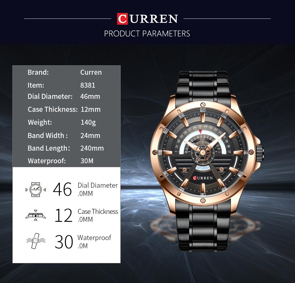 Curren 8381 Relogio Masculino Mens Quartz Watch Water Resistant Luxury Watches Stainless Steel Men Wrist China 2020 Alloy Round