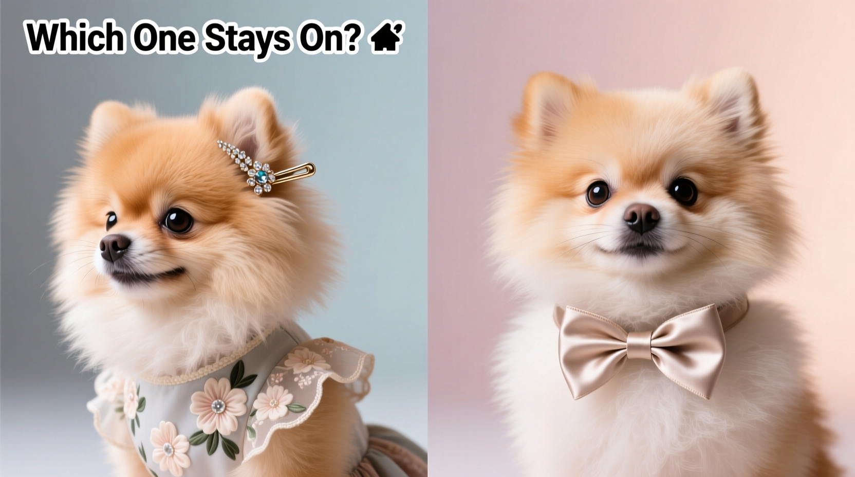 dog dress with hairpin vs dog collar with bow which one actually stays on and looks cuter