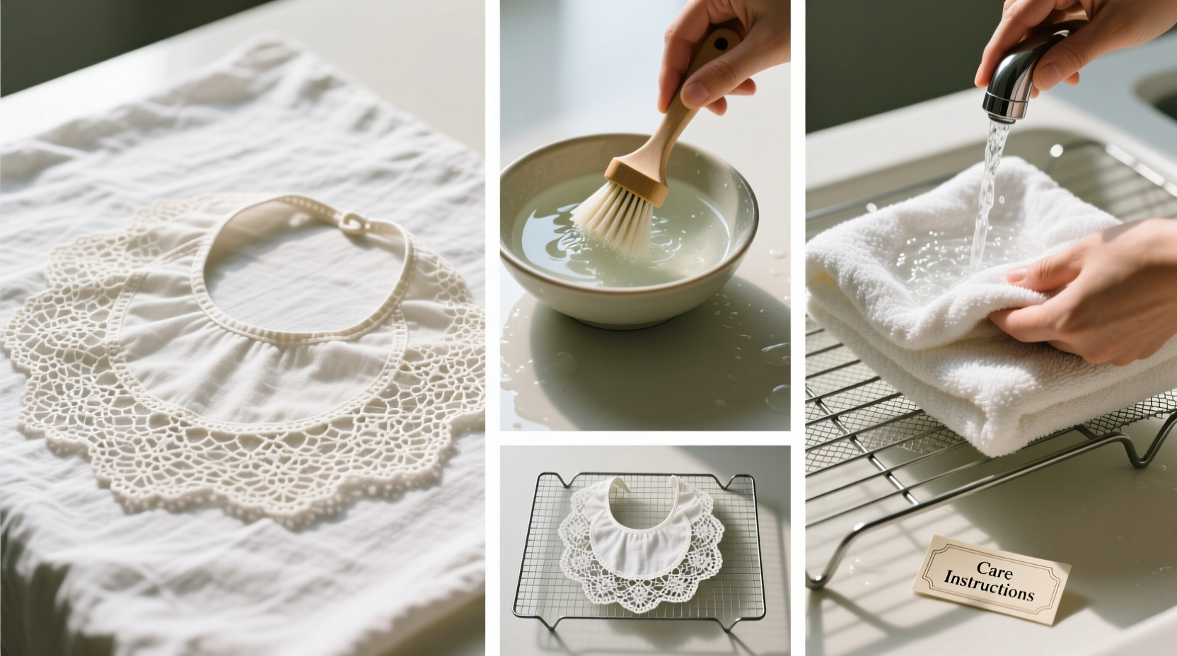 step by step guide to safely clean and maintain a delicate lace cat bib
