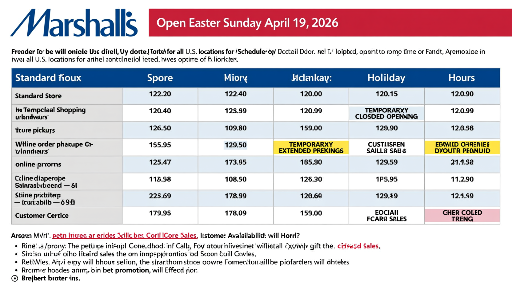 is marshalls open on easter 2026