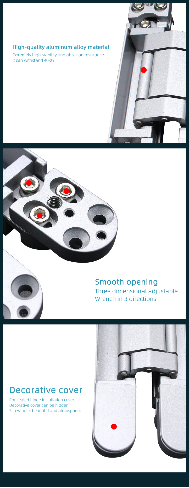 High quality 3D adjustable concealed hinge /Invisible door hinge